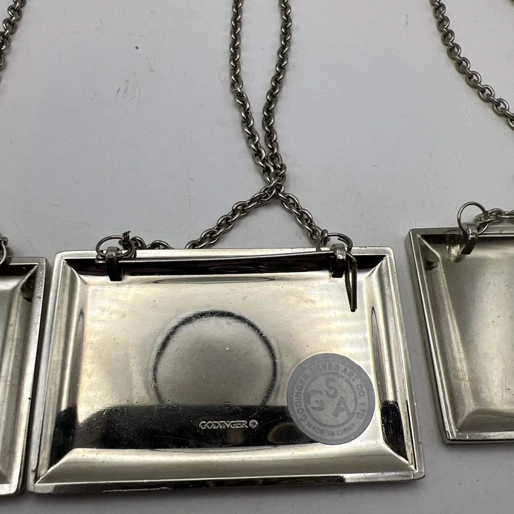Godinger Silver Art Co Decanter Tags Labels Set of 4 Whiskey Bourbon Rye Scotch